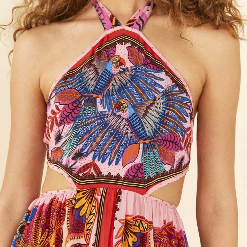 FARM Rio Pink Multi Floral Halter Maxi Dress - Picture 2 of 12